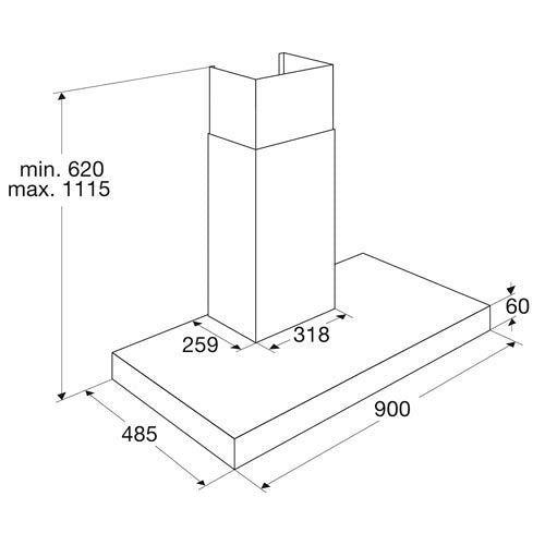 ETNA T4410LRVS – Wandschouwafzuigkap Blokmodel in RVS
