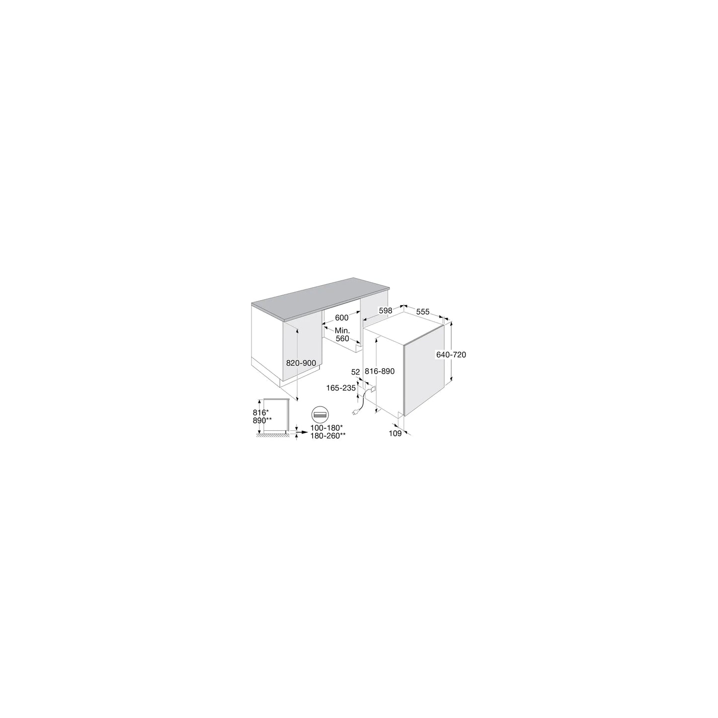 PELGRIM GVWC251L Vaatwasser ConnectLife, 82 cm hoog