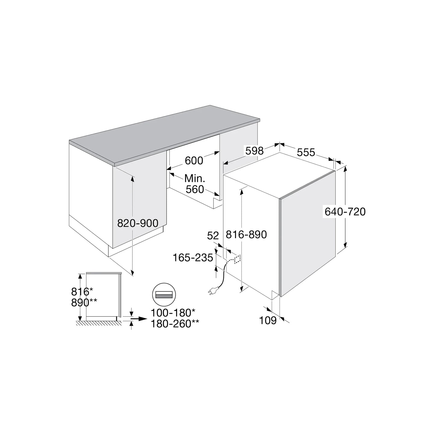 PELGRIM GVWC291L Vaatwasser ConnectLife, 82 cm hoog