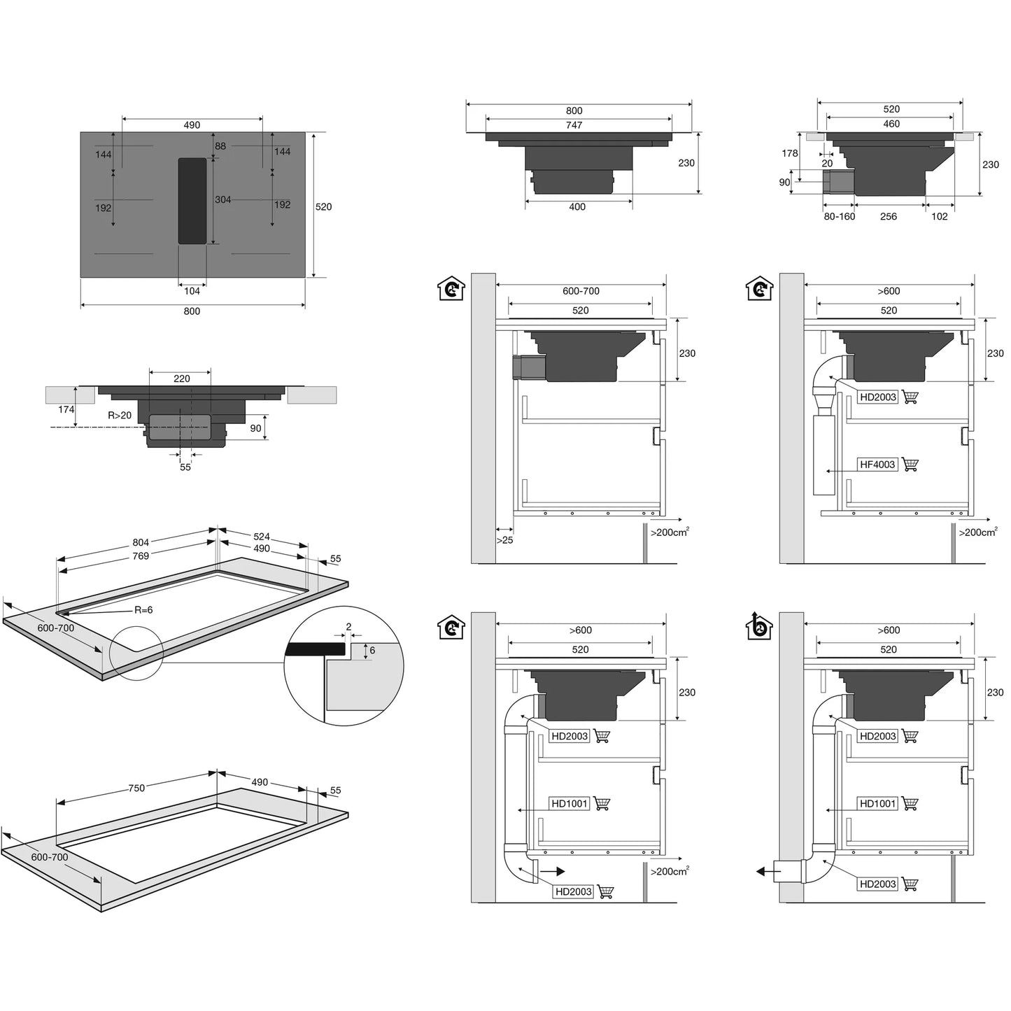 ATAG HIDD08471EVX Inductiekookplaat met geïntegreerde afzuiging (80 cm)