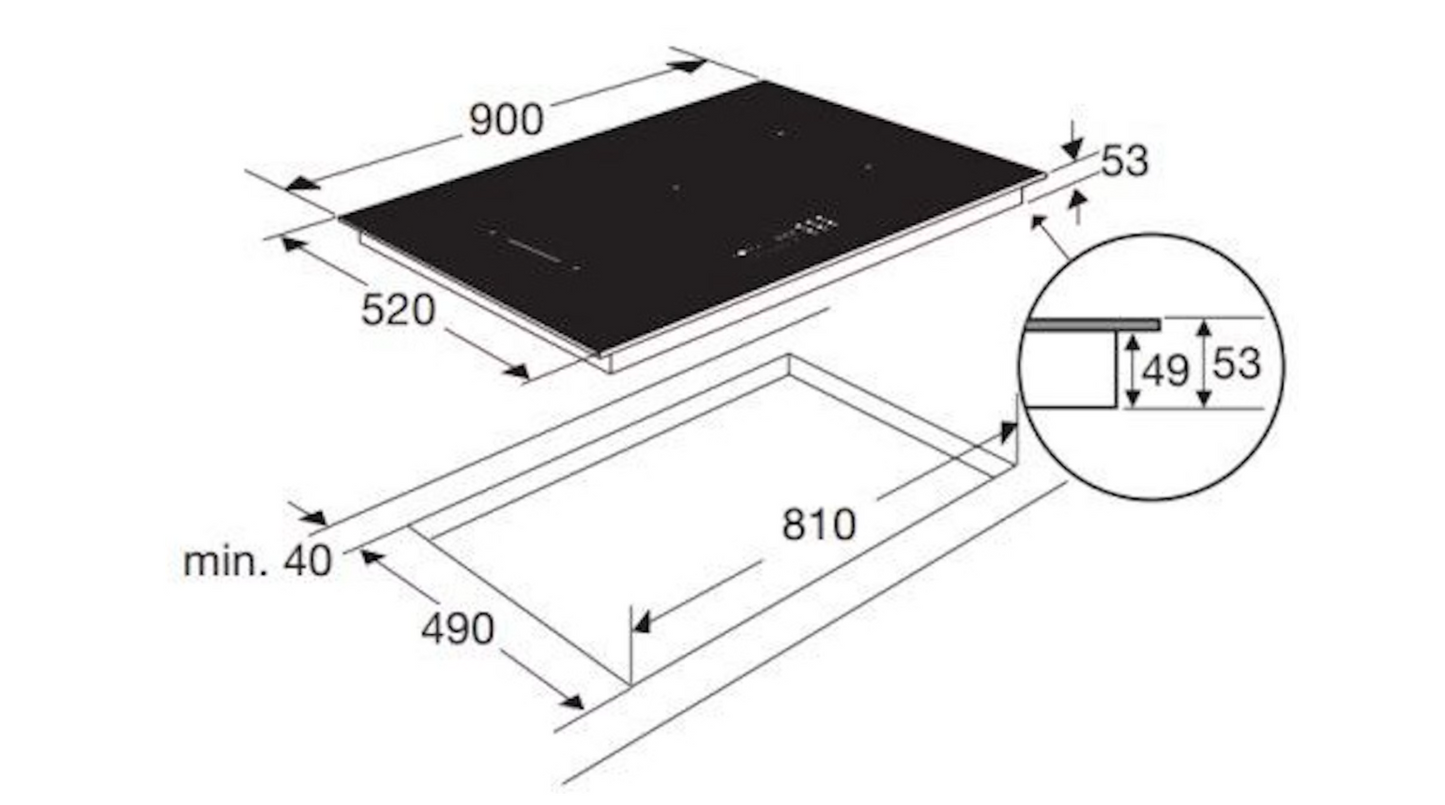 Pelgrim IKA7094 – Inductiekookplaat – 90 cm – 5 Kookzones – AutoAir