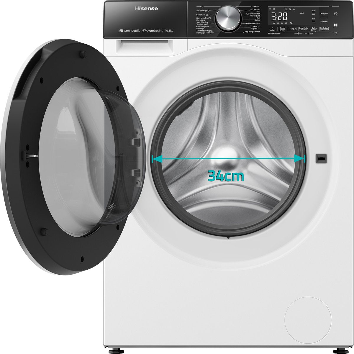 Hisense WF5I1045BWQ – Wasmachine – 10,5 kg – 1400 toeren – Energieklasse A