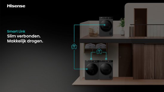 Hisense WF5I1045BBQ Wasmachine - Voorbelading - 10,5 kg - 1400 RPM - Zwart - A-klasse - ConnectLife