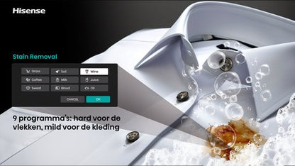 Hisense WF5I1045BBQ Wasmachine - Voorbelading - 10,5 kg - 1400 RPM - Zwart - A-klasse - ConnectLife