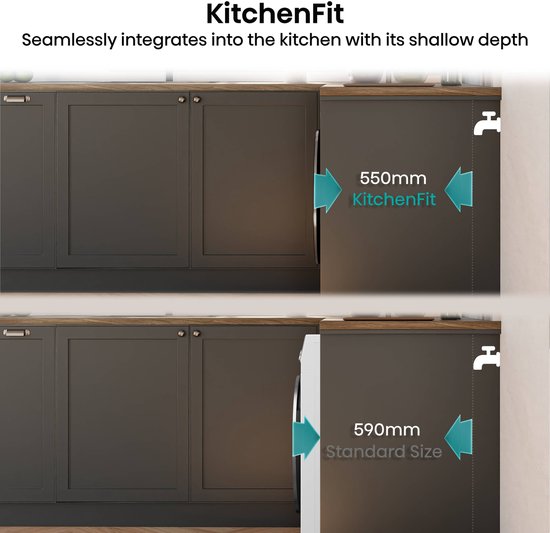 Hisense WF5I1045BBQ Wasmachine - Voorbelading - 10,5 kg - 1400 RPM - Zwart - A-klasse - ConnectLife