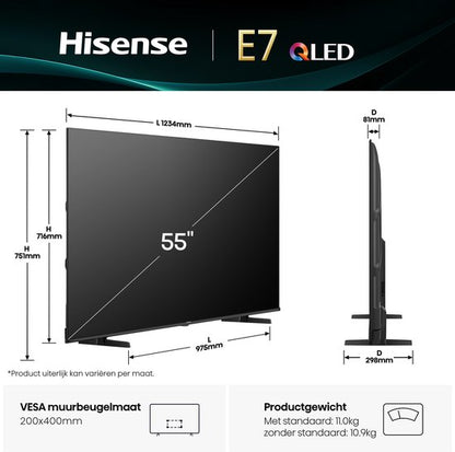Hisense 55E7Q – 55 Inch QLED 4K Smart TV met Dolby Vision & Dolby Atmos