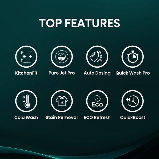 Hisense WF5I1045BBQ Wasmachine - Voorbelading - 10,5 kg - 1400 RPM - Zwart - A-klasse - ConnectLife