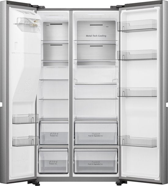 Hisense RS818N4IID Amerikaanse koelkast – 632L – RVS – Water- en ijsdispenser