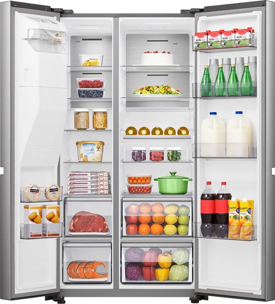 Hisense RS818N4IID Amerikaanse koelkast – 632L – RVS – Water- en ijsdispenser