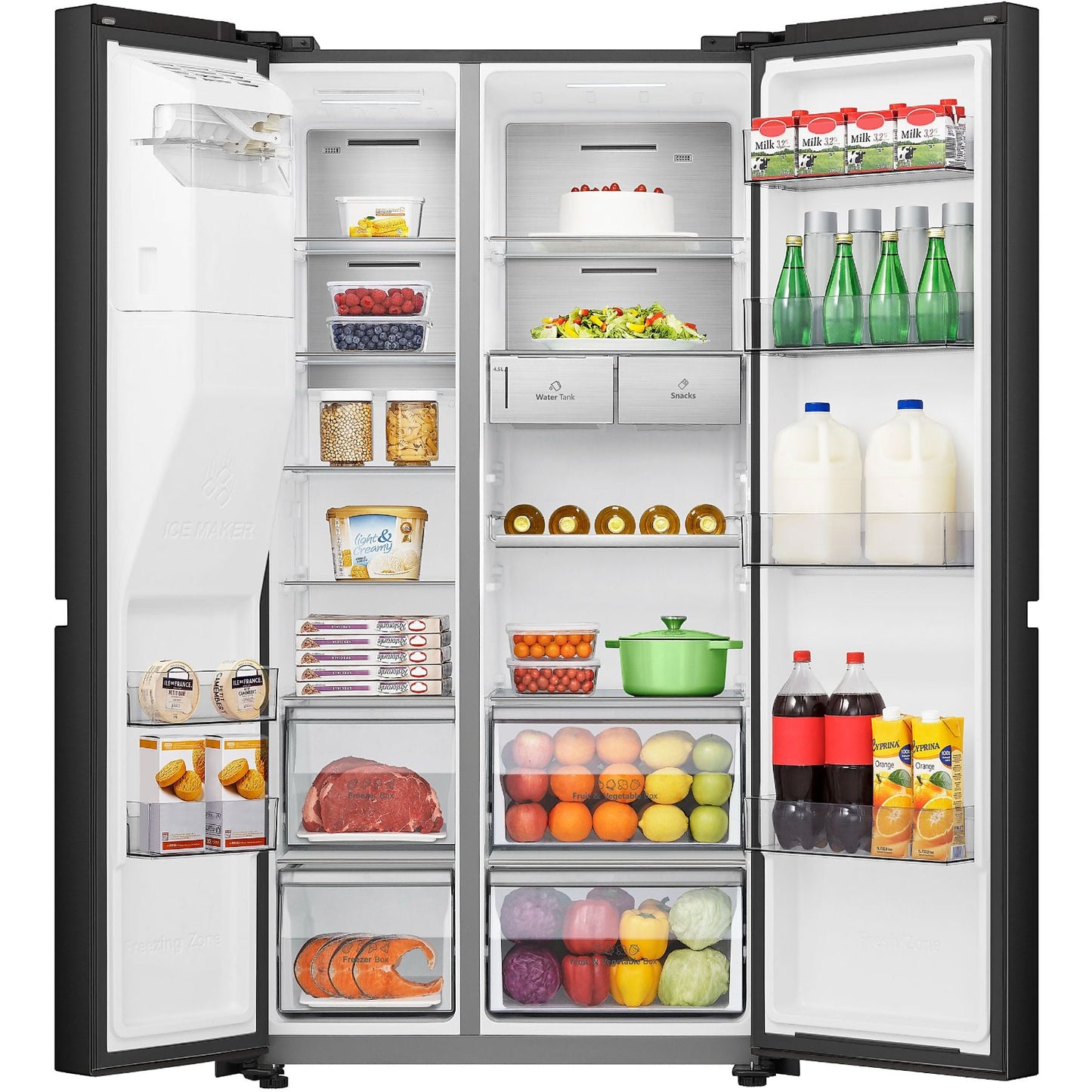 HISENSE RS818N4TFC - Amerikaanse koelkast - breedte 91 cm - hoogte 179 cm - inhoud 632 l - NoFrost