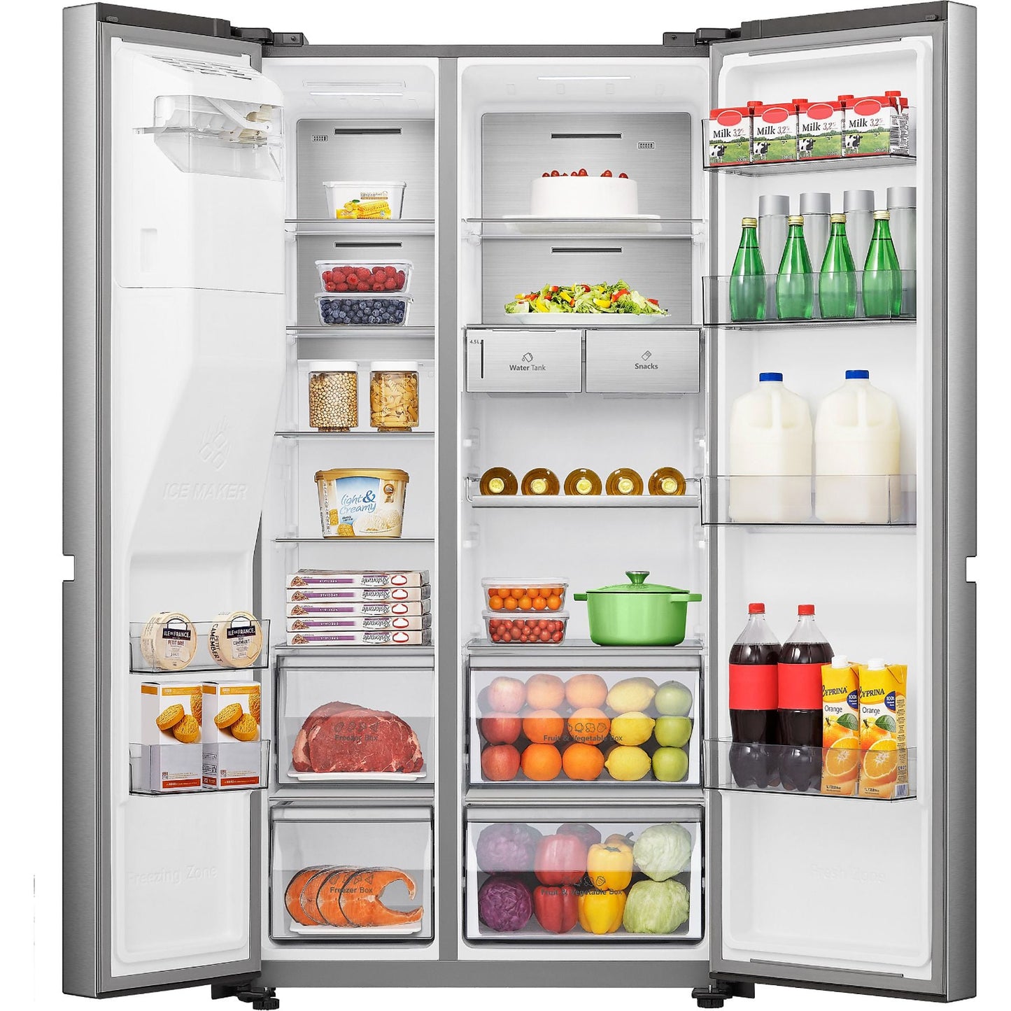 HISENSE RS818N4TIC - Amerikaanse koelkast - breedte 91 cm - hoogte 179 cm - inhoud 632 l - NoFrost
