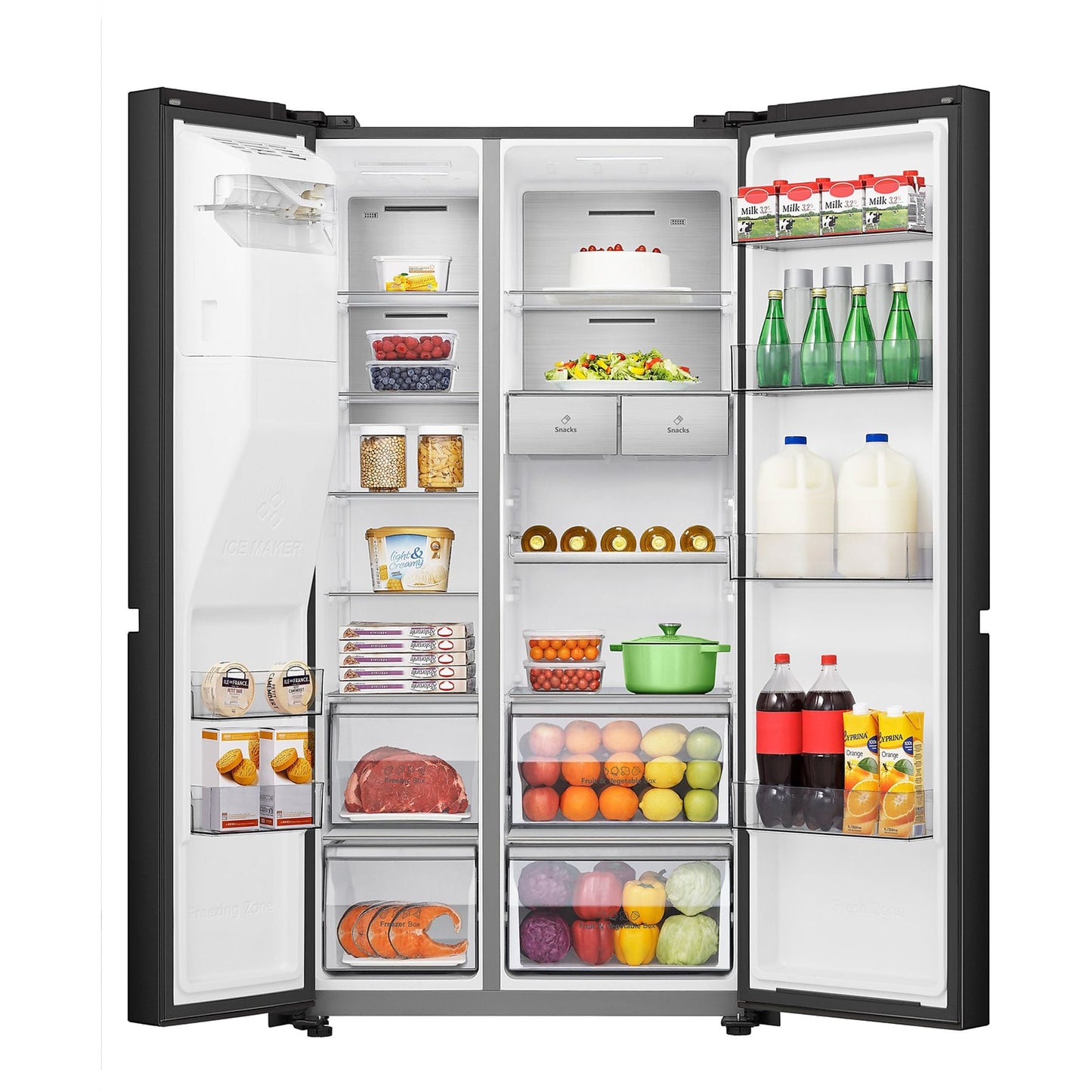 HISENSE RS818N4IFD Vrijstaande Side-by-side koelkast, Zwart, 632 l