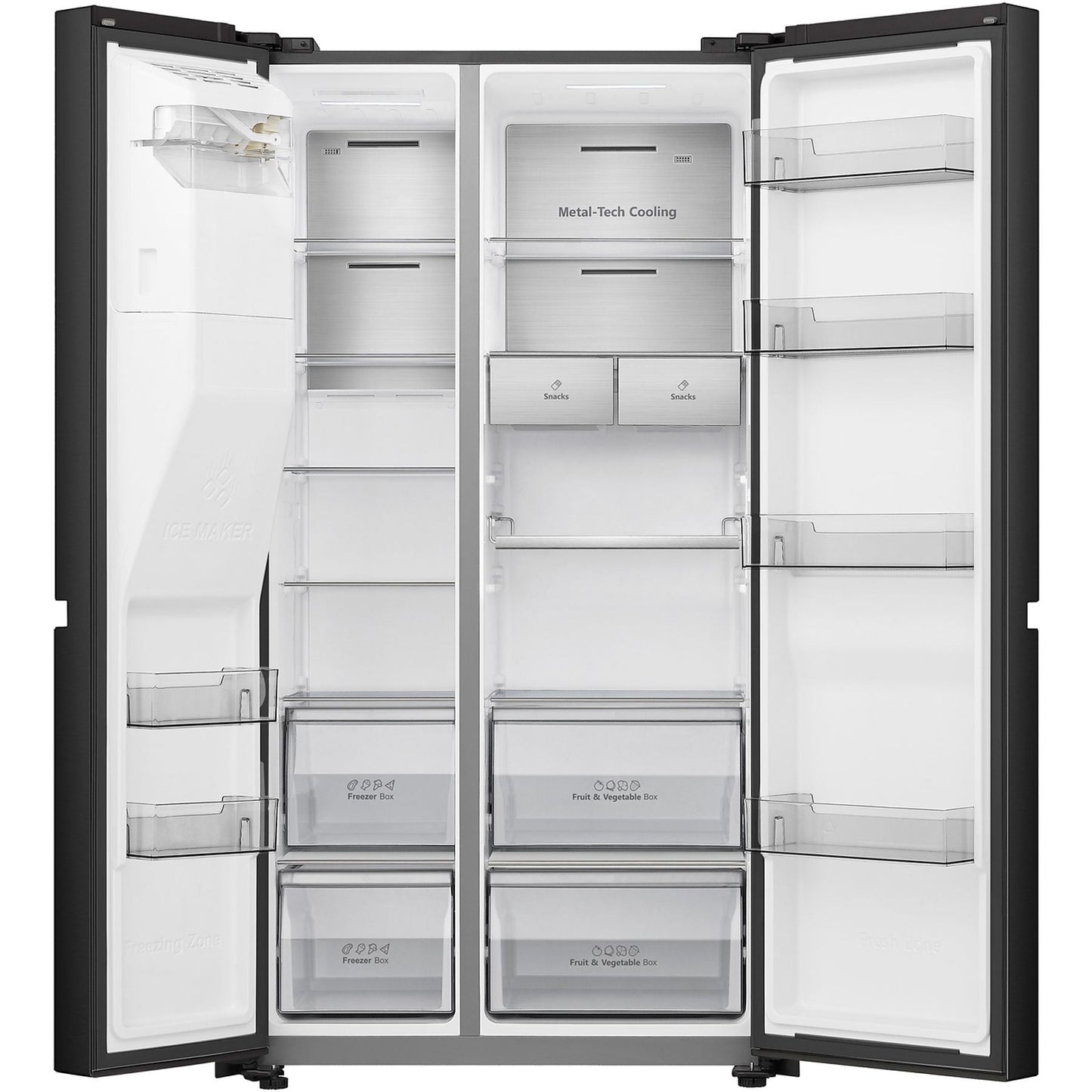 HISENSE RS818N4IFD Vrijstaande Side-by-side koelkast, Zwart, 632 l