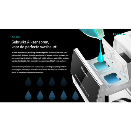 Hisense WF7S1247BB - Series 7 Smart Wasmachine - 12 kg - 1400 TPM - Zwart