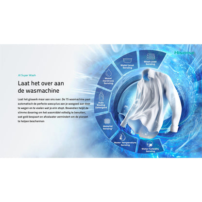Hisense WF7S1247BB - Series 7 Smart Wasmachine - 12 kg - 1400 TPM - Zwart