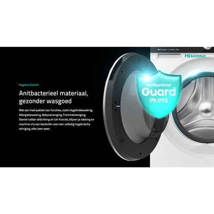 Hisense WF7S1247BB - Series 7 Smart Wasmachine - 12 kg - 1400 TPM - Zwart