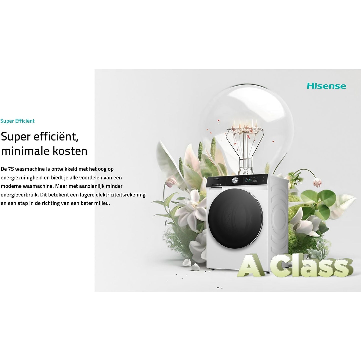 Hisense WF7S1247BB - Series 7 Smart Wasmachine - 12 kg - 1400 TPM - Zwart