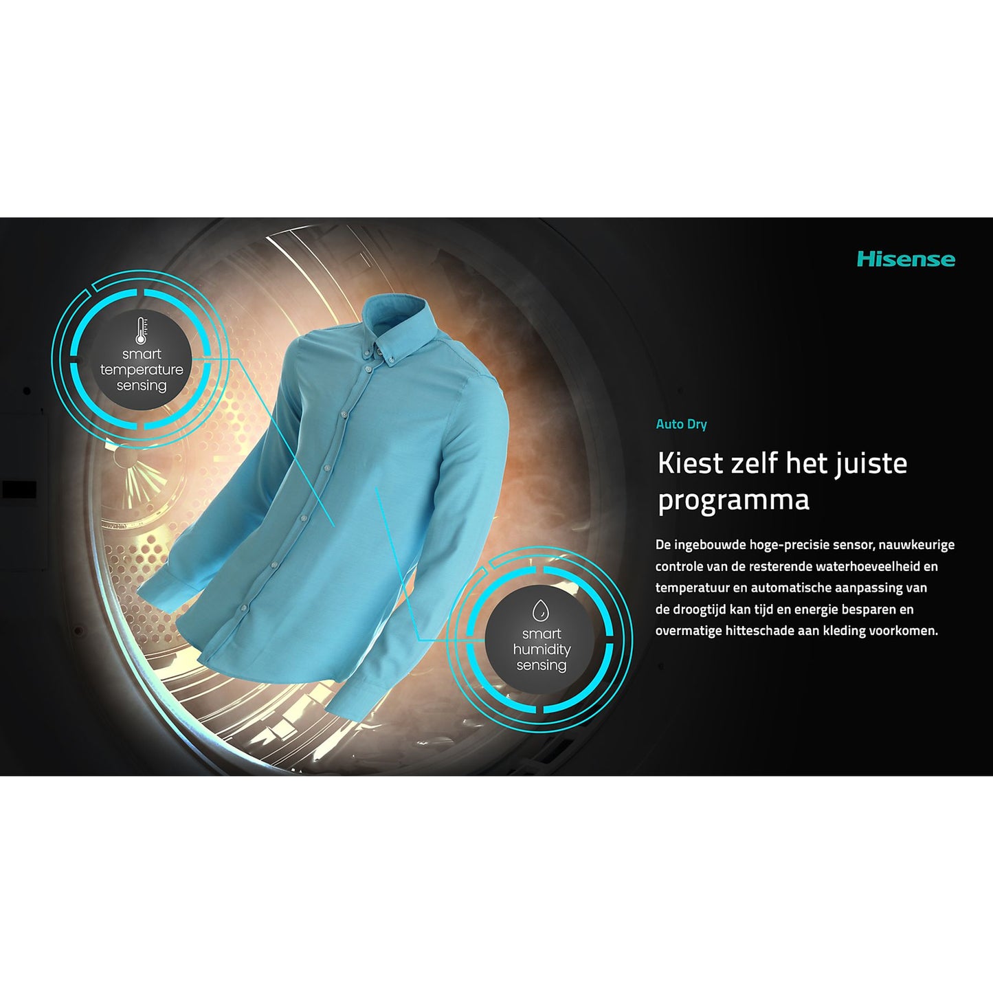 HISENSE DH3S902BW3 - Warmtepompdroger - 9 kg - 64 dB