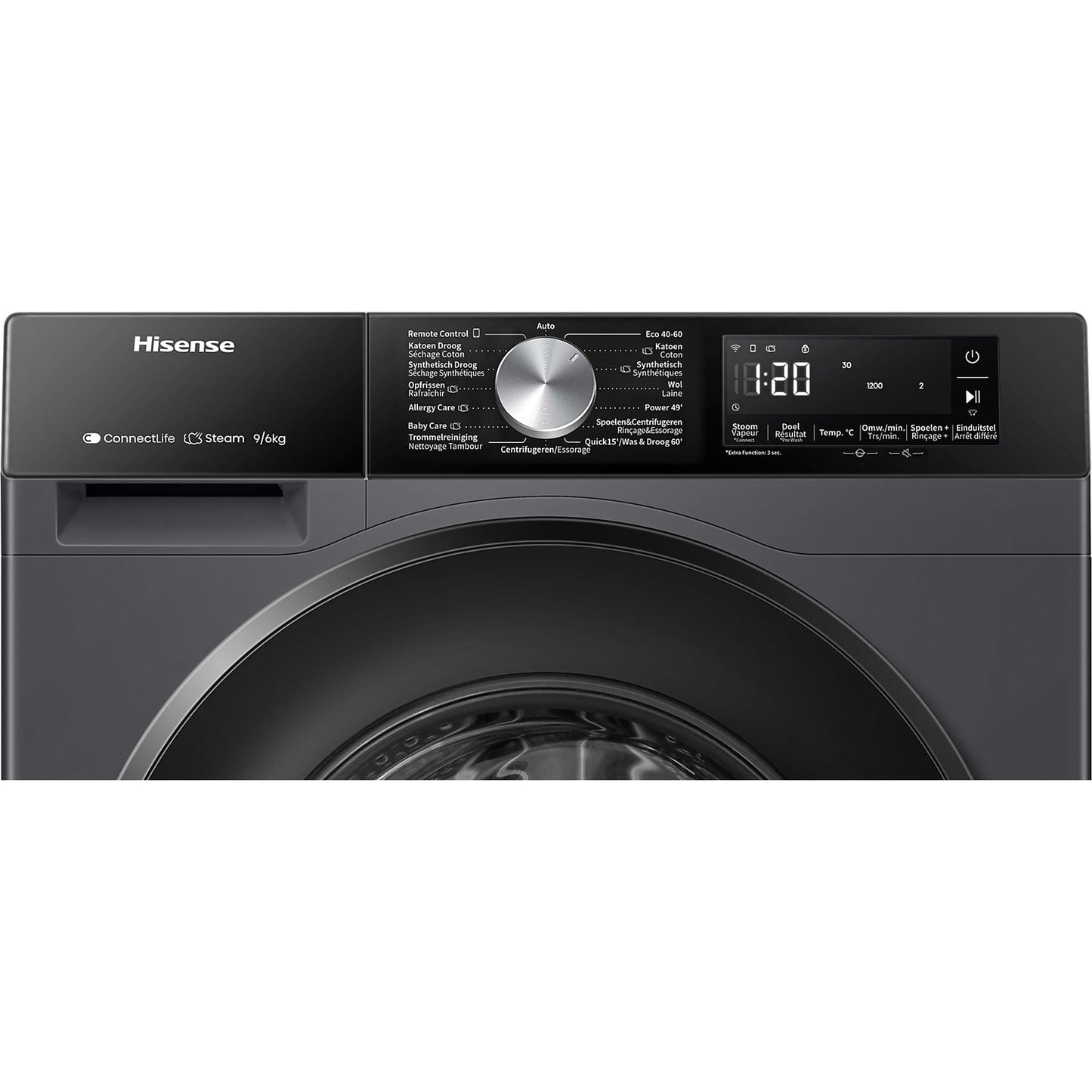 HISENSE WD3S9043BB3 - Was-droogcombinatie - 9 kg + 6 kg - 1400 rpm - 72 dB