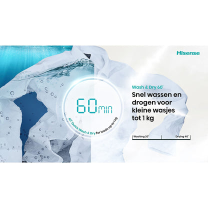 HISENSE WD3S9043BB3 - Was-droogcombinatie - 9 kg + 6 kg - 1400 rpm - 72 dB
