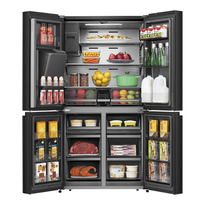 HISENSE RQ760N4SBFE Vrijstaande Cross door koelkast, Zwart, 584 l