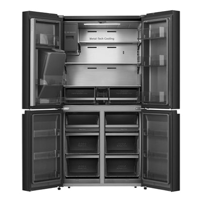 HISENSE RQ760N4SBFE Vrijstaande Cross door koelkast, Zwart, 584 l