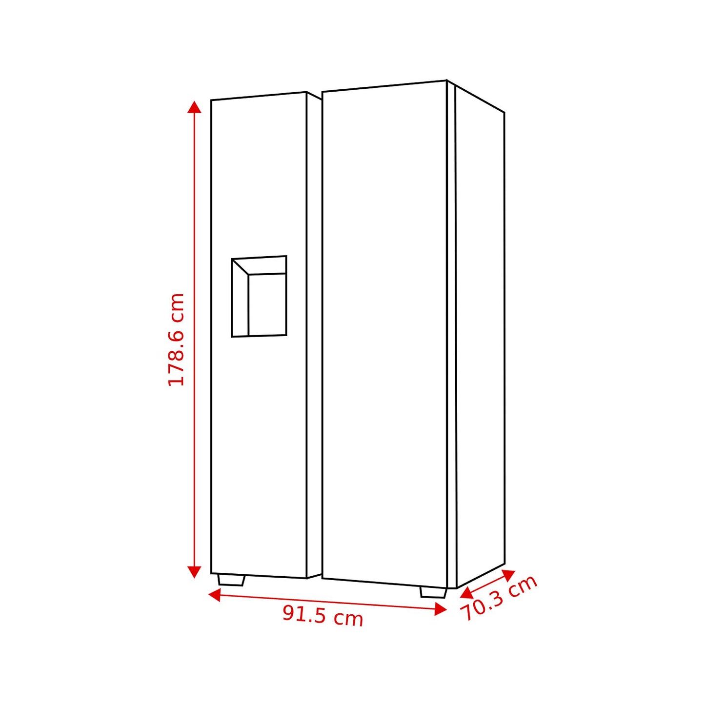 HISENSE RS5P535NTFE - Amerikaanse koelkast - breedte 91.5 cm - hoogte 178.6 cm - inhoud 376 l - NoFrost