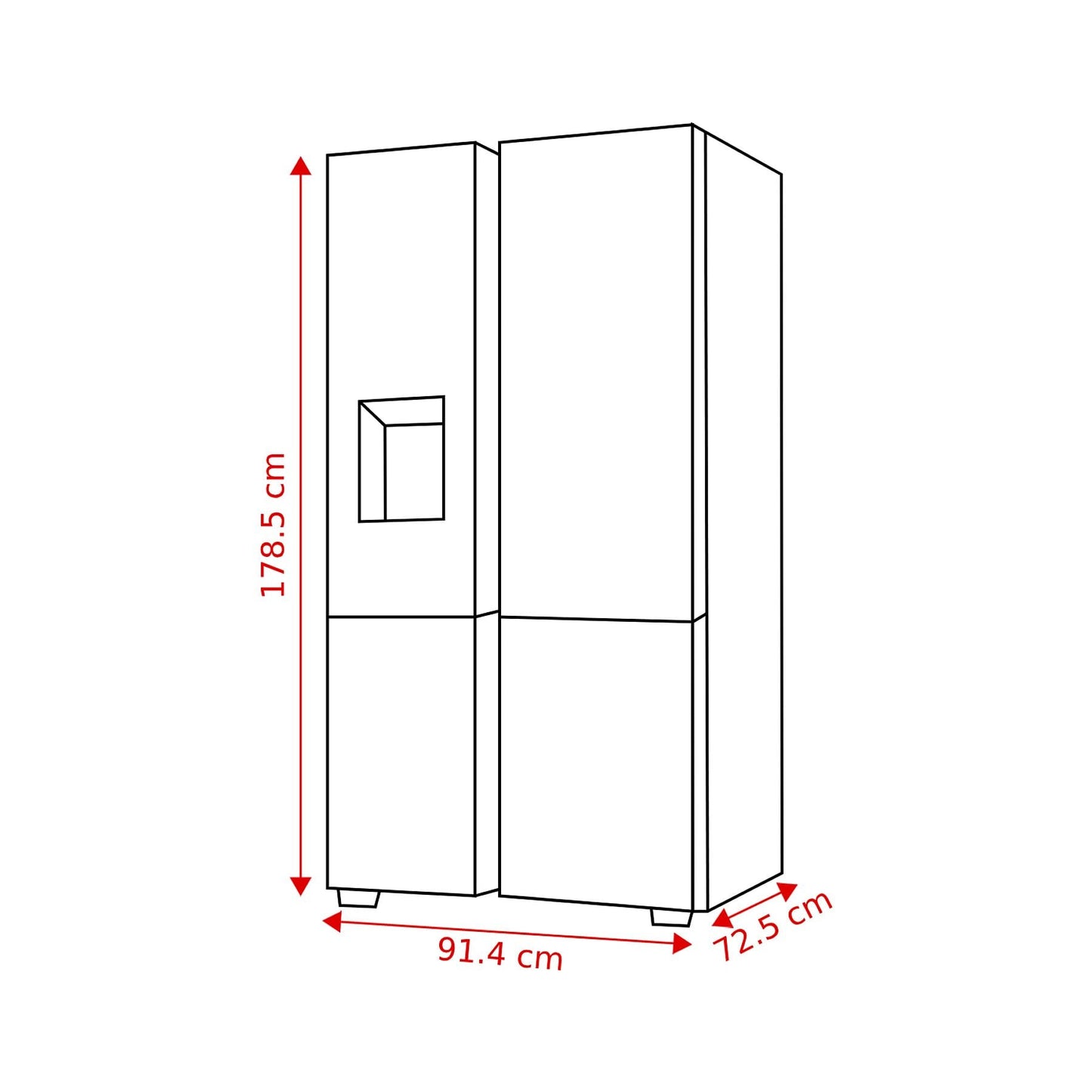 HISENSE RQ760N4SBFE Vrijstaande Cross door koelkast, Zwart, 584 l