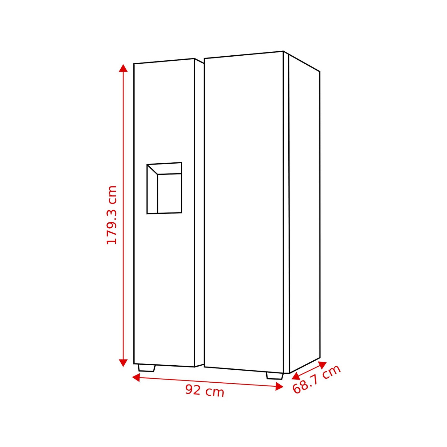 HISENSE RS694N4TFE - Amerikaanse koelkast - breedte 92 cm - hoogte 179.3 cm - inhoud 550 l - NoFrost