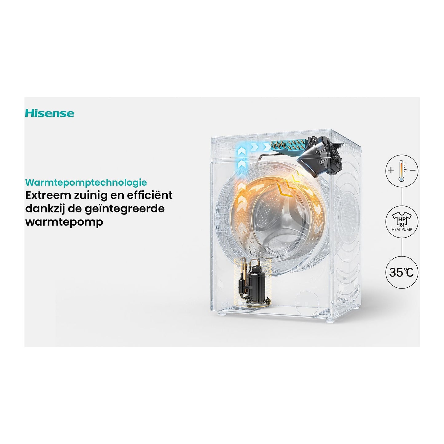 HISENSE WD5I1245BBRH/BLX - Was-droogcombinatie - 12 kg + 8 kg - 1400 rpm - 72 dB