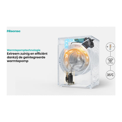 HISENSE WD5I1245BBRH/BLX - Was-droogcombinatie - 12 kg + 8 kg - 1400 rpm - 72 dB