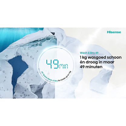 HISENSE WD5I1245BBRH/BLX - Was-droogcombinatie - 12 kg + 8 kg - 1400 rpm - 72 dB