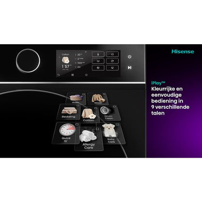 HISENSE WD5I1245BBRH/BLX - Was-droogcombinatie - 12 kg + 8 kg - 1400 rpm - 72 dB