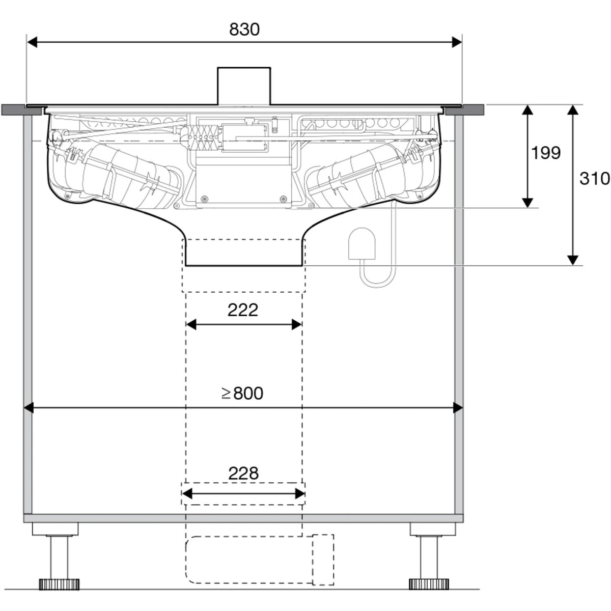 ATAG HIDD28472SVI kookplaat Zwart Ingebouwd 83 cm Inductiekookplaat zones 4 zone(s) Inbouw afzuigkap