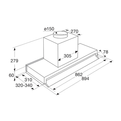 Pelgrim IBS930MAT - Afzuigkap - 710 m³/h afzuigcapaciteit - Matzwart