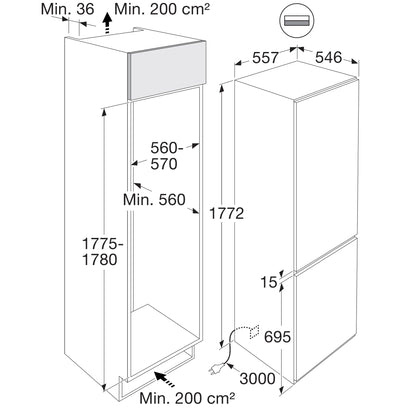 ATAG KDC9178NC - Inbouw koelvriescombinatie met DuraFresh en NoFrost (178 cm)