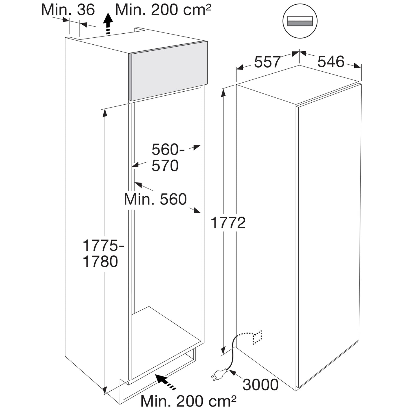 ATAG KDK9178NC - Inbouw Koelkast - Nis 178 cm - NoFrost - Deur-op-deur