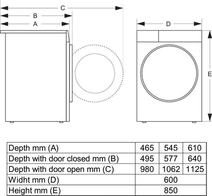 HISENSE WF3V943BW/BLX Vrijstaande wasmachine, 9 kg, 1400 tr/min.