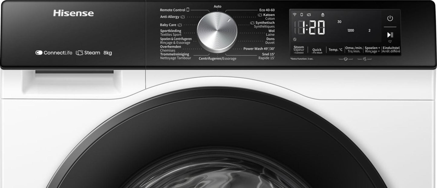 Hisense WF3S8043BW3/BLX – Wasmachine (8 kg, 1400 tpm)