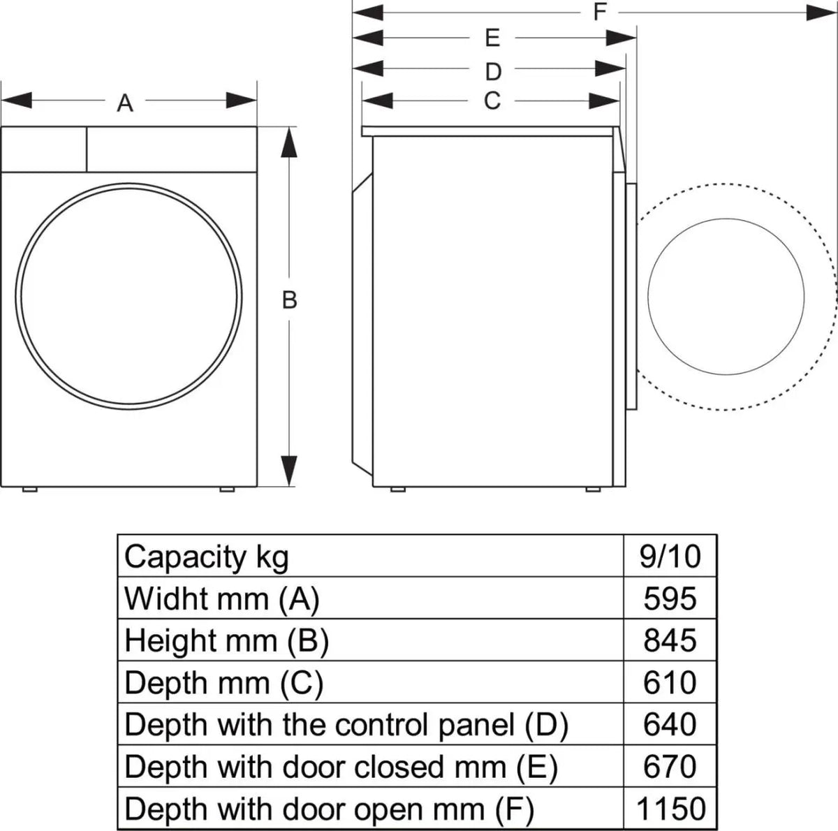 Hisense DH7S107BB 7S Vrijstaande droger met warmtepomp, 10 kg