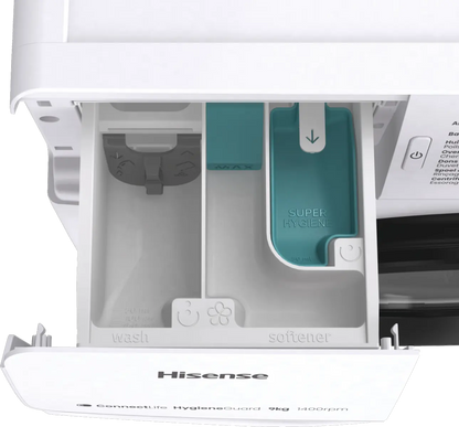 HISENSE WF3V943BW/BLX Vrijstaande wasmachine, 9 kg, 1400 tr/min.