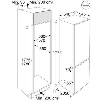 PELGRIM PCS34178L Koel-/vriescombinatie, nis 178 cm