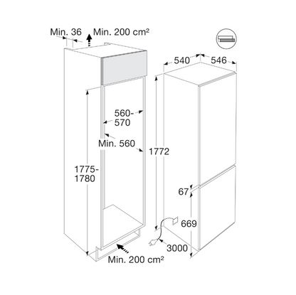 ATAG KSC6178NEP – Inbouw Koel-Vriescombinatie – 248 Liter – NoFrost – 178 cm
