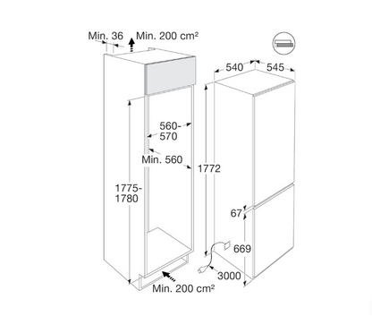 Pelgrim PCS82178N – Inbouw Koel-Vriescombinatie – 248 Liter – NoFrost – 178 cm