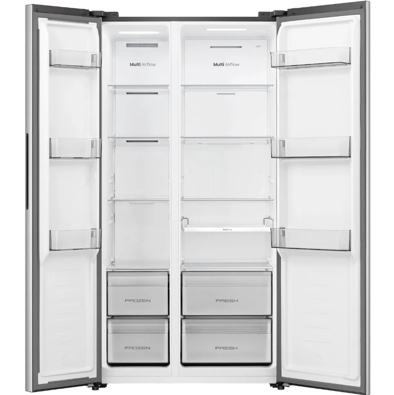 Hisense RS3P558NEID – Amerikaanse Koelkast – 544 Liter – Waterdispenser – Energieklasse D – RVS