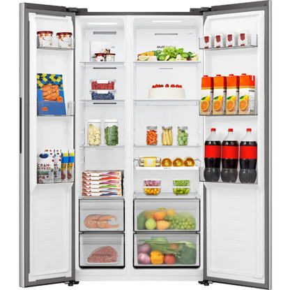 Hisense RS3P558NEID – Amerikaanse Koelkast – 544 Liter – Waterdispenser – Energieklasse D – RVS
