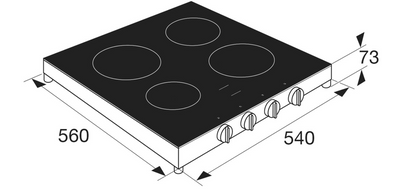 ETNA KCV154WIT – Vrijstaande Keramische Kookplaat – 54 cm – 4 Kookzones – Wit