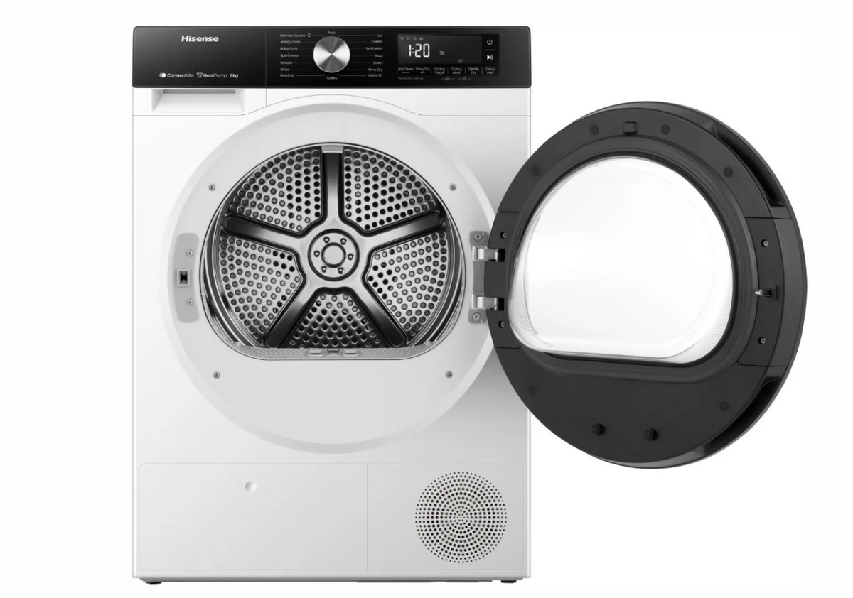 Hisense DH3S802BW2 – Warmtepompdroger – 8 kg – Energieklasse D – Wit