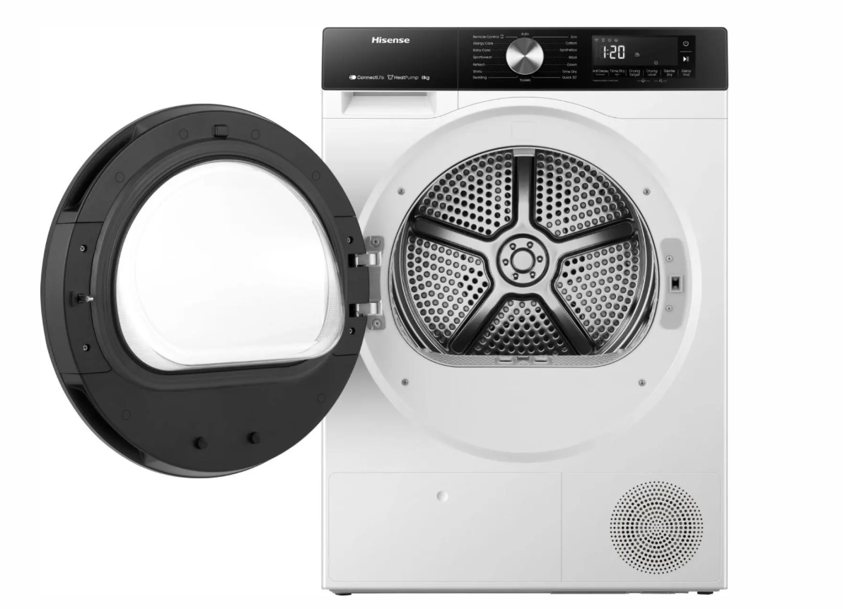 Hisense DH3S802BW2 – Warmtepompdroger – 8 kg – Energieklasse D – Wit