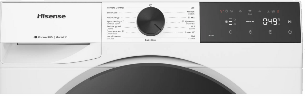 Hisense DH3E900BWCB – Warmtepompdroger – 9 kg – Energieklasse C – Wit